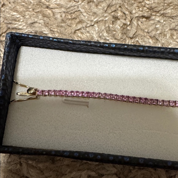 Delicate Pink Sapphire Tennis Bracelet in 14k Solid gold - Picture 5 of 7